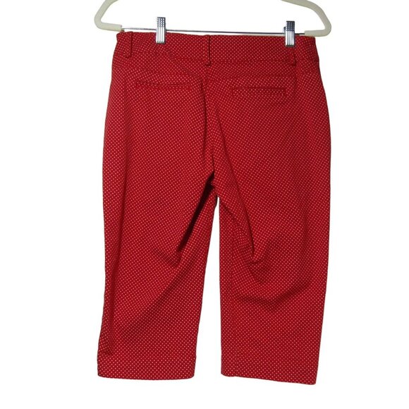 VTG 90s Y2K Retro 6 Red POLKA DOT Pedal Pushers Capri Cropped Rockabilly Pants - Picture 5 of 9